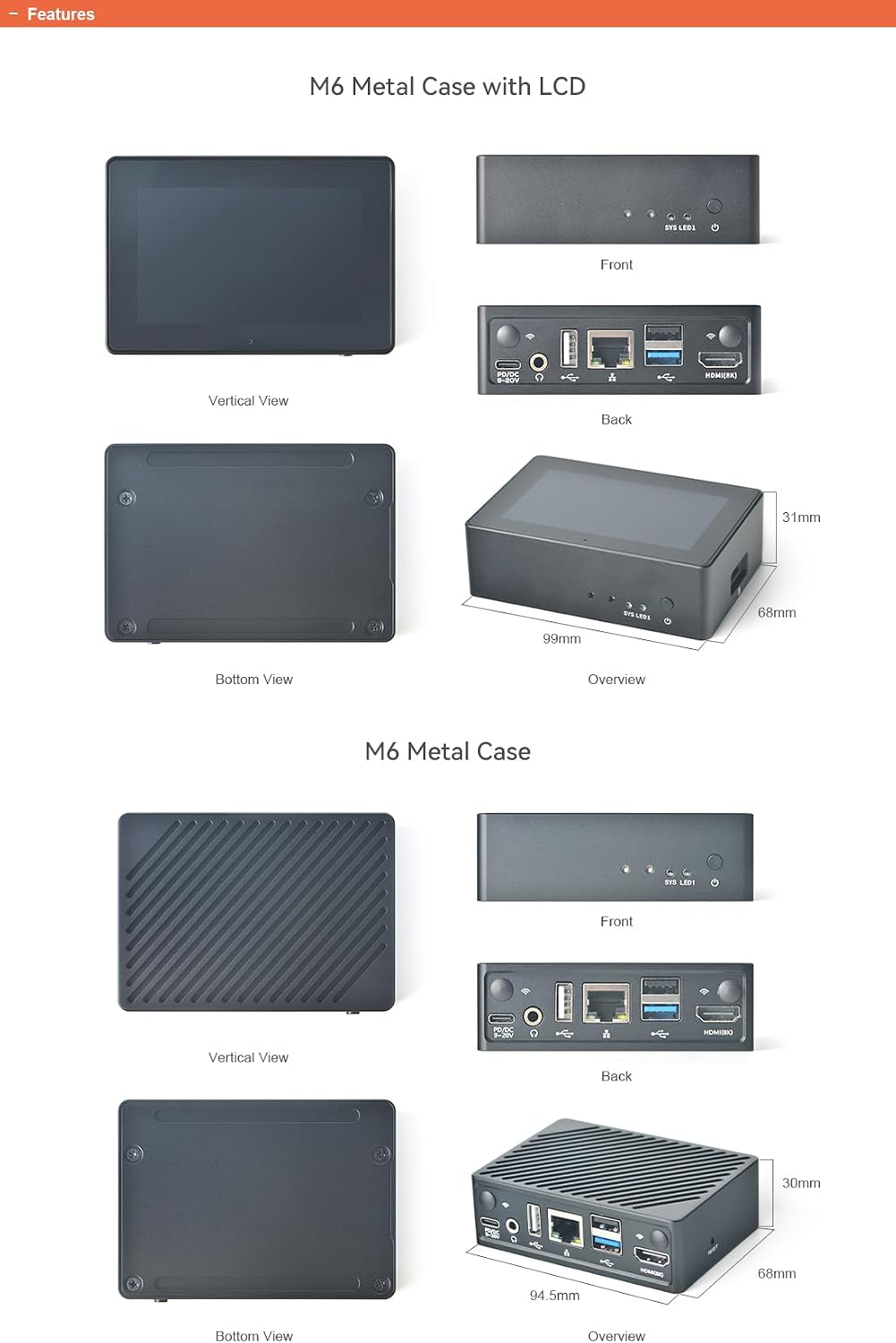 FriendlyElec NanoPi M6 Computer Mini Router OpenWRT, LPDDR5 4GB/16GB/32GB RAM, 6Tops NPU Mali-G610 GPU RK3588S SoC, for NAS, Smart Gateway and 8K Video Playing, Support Debian Ubuntu (32GB Metal Case)