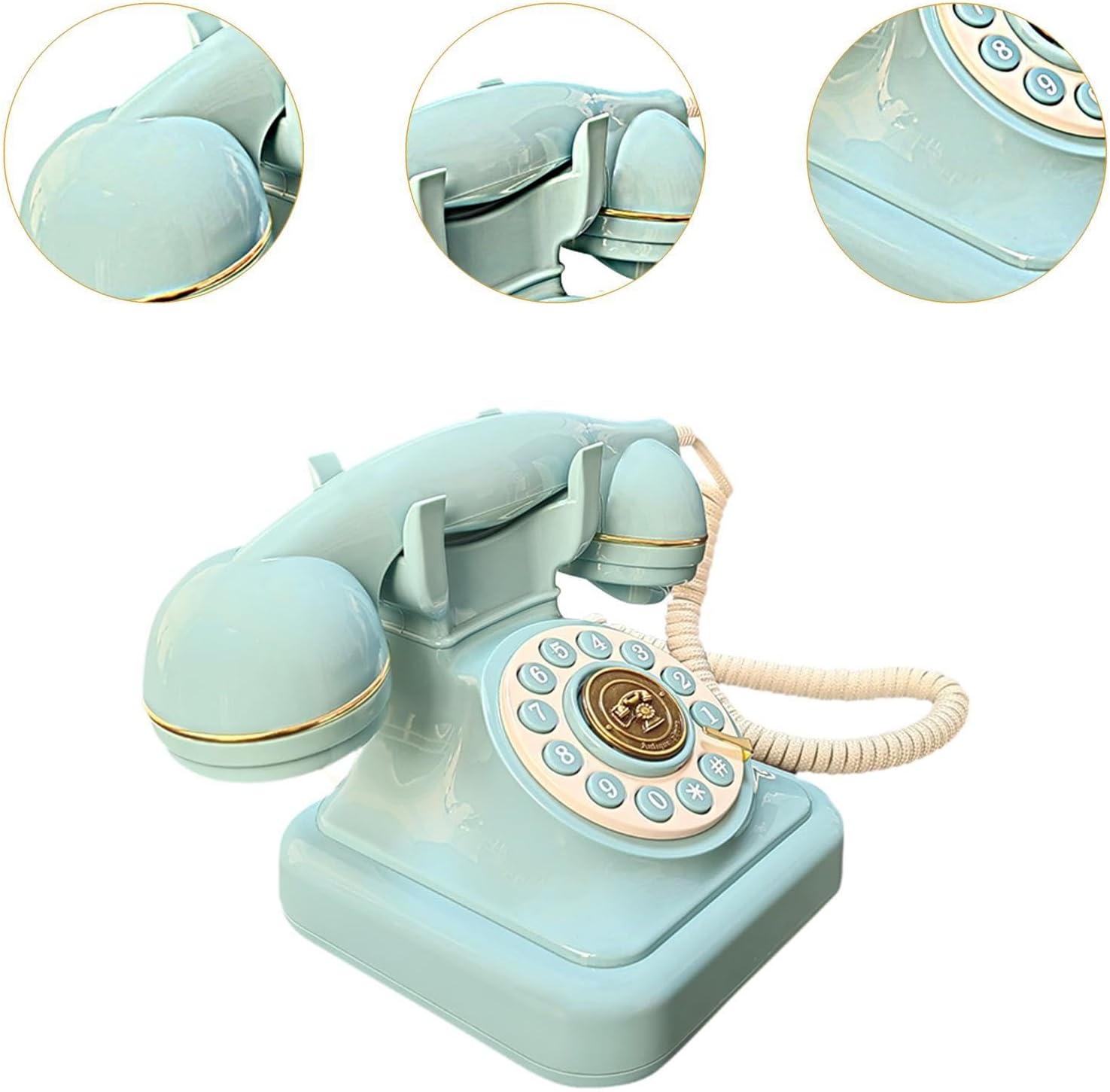 Audio Guest Book Wedding Phone, Vintage Design Telephone Recorder Record Messages Decorative Desk Phone for Party, Birthdays(Green)