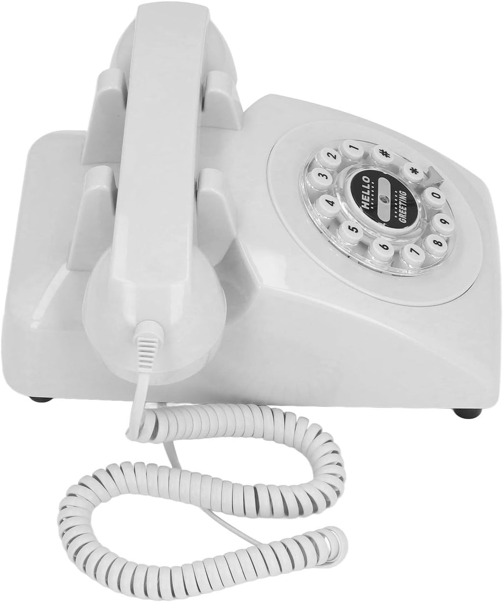 Audio Guestbook Phone, Retro Design Wedding Guest Book for Audio Recording, Voice Guestbook with 120 Hours 8G Capacity, for Special Events Like Parties Birthdays Weddings (White)