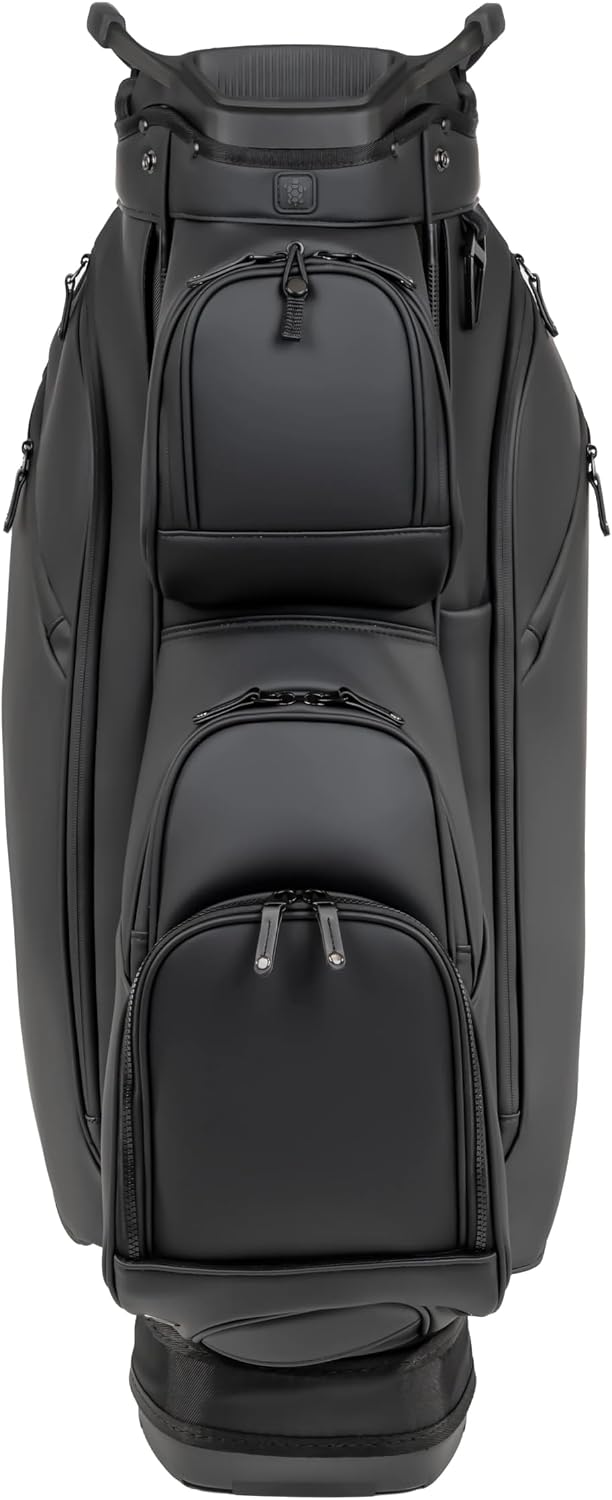 KRADUL - LUX Cart Bag – Lightweight Vegan Leather Golf Cart Bag with Waterproof Pockets, Organized Club Dividers & Cart Strap Tunnel
