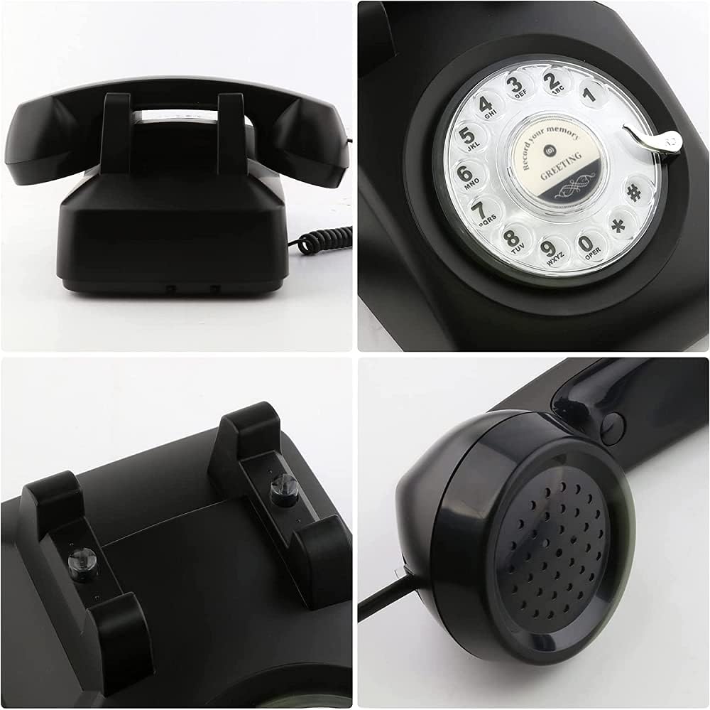 cojodopo Vintage Audio Guestbook, Wedding Confessional Recording Retro Phone Classic Rotary Dial Audio GuestBook (Black)
