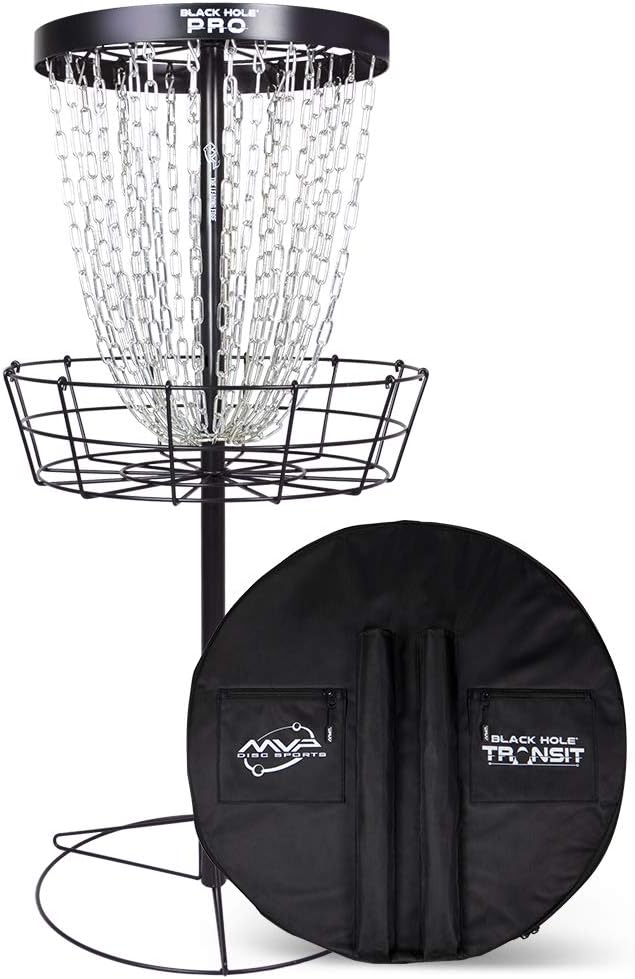 MVP Disc Sports Black Hole Pro 24-Chain Portable Disc Golf Basket with Transit Bag