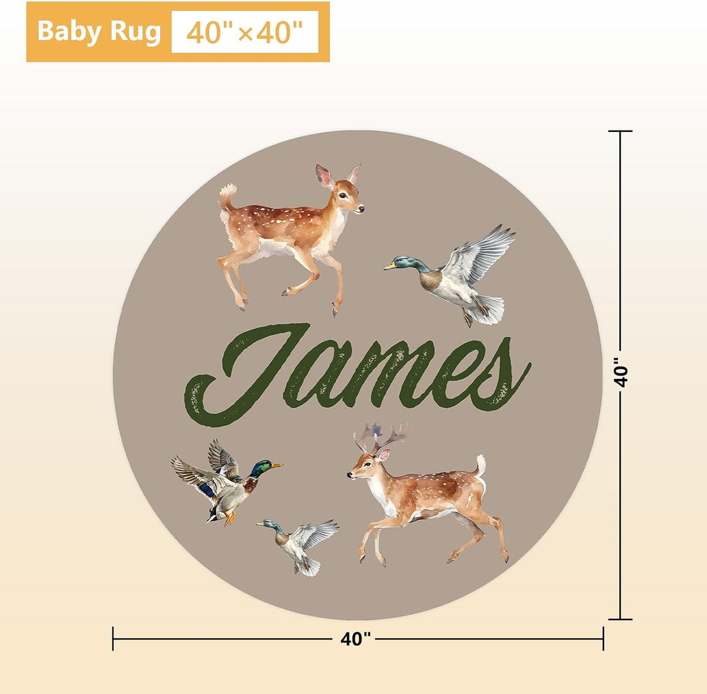 Terwex Custom Baby Crib Bedding Set, 5 Pcs Personalized Name Baby Crib Sets for Infant Toddler, Green Woodland Deer Nursery Bedding Set for Boys Girls, Double Layer Baby Bedding Sets Customized Gifts
