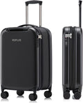 ROPLUS Foldable Checked-Luggage, Durable Hardside Suitcase with Mute Wheels, Waterproof Expandable Harshell Rolling Luggages with Side Pocket, TSA Lock (Black, 24-Inch)