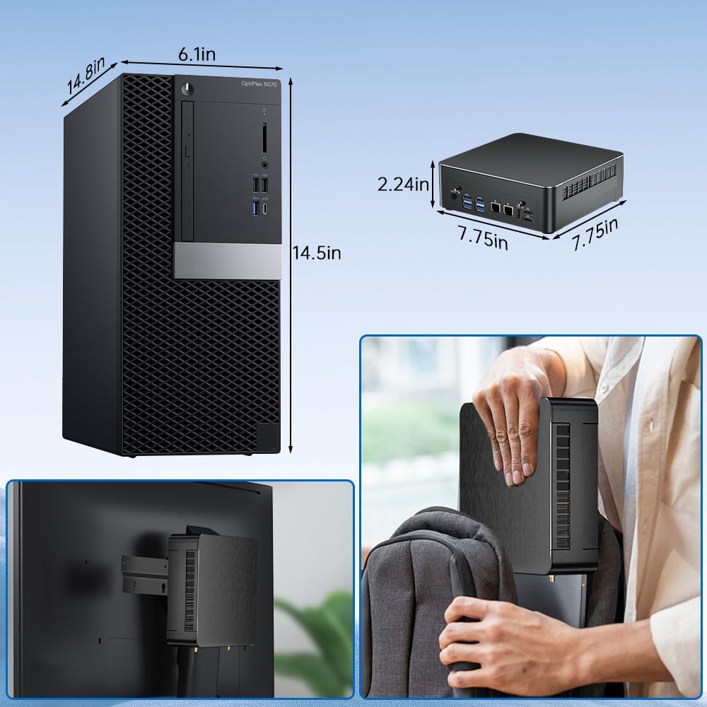 Thdeukoty Mini PC with Core i9-9880H 8C/16T up to 4.8GHz, 64G DDR4 2T SSD, Desktop Computer Windows 11 Pro, DP*1, HDMI*2 4K@60Hz Triple Display, Optical, Dual LAN, WiFi6E/BT5.3,VESA