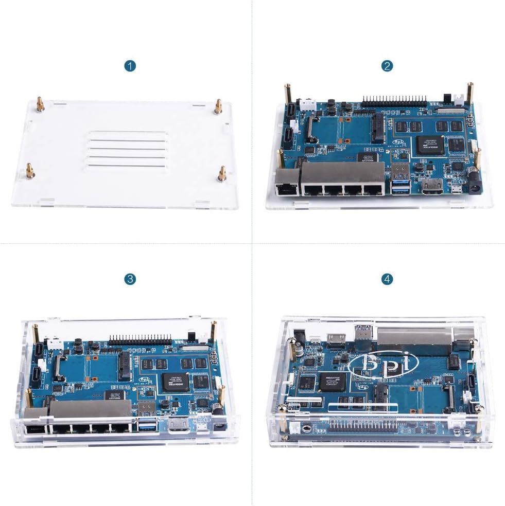 Banana Pi BPI R64 Smart WiFi Router-High Speed Wireless Router,Dual Band, 5 Gigabit Port with 1GB DDR3 Based in MediaTek MTK MT7622 Soc OpenWRT for NAS VPN Server,Bundle with Dual-Band WiFi Module