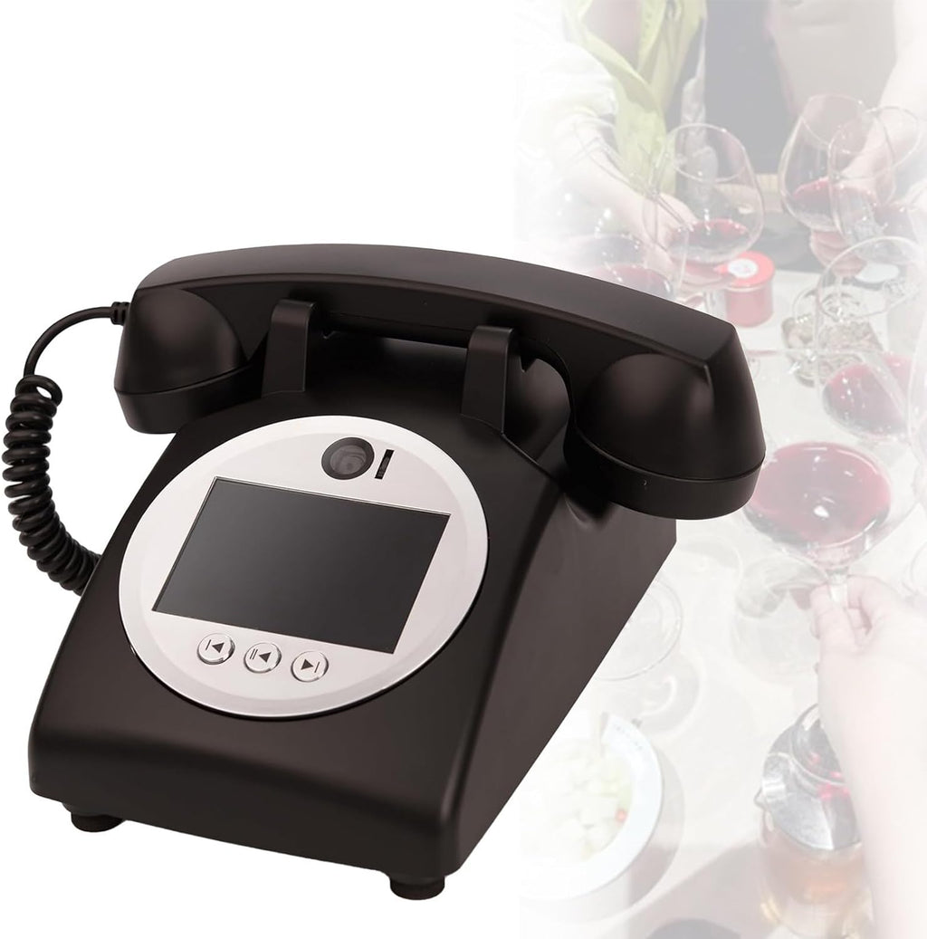 Video Audio Guest Book Wedding Phone, 1080p Hd Retro, Wedding Phone Customized Video Messages, Record Preserve Special Occasions, for Weddings, Engagements Black-32GB