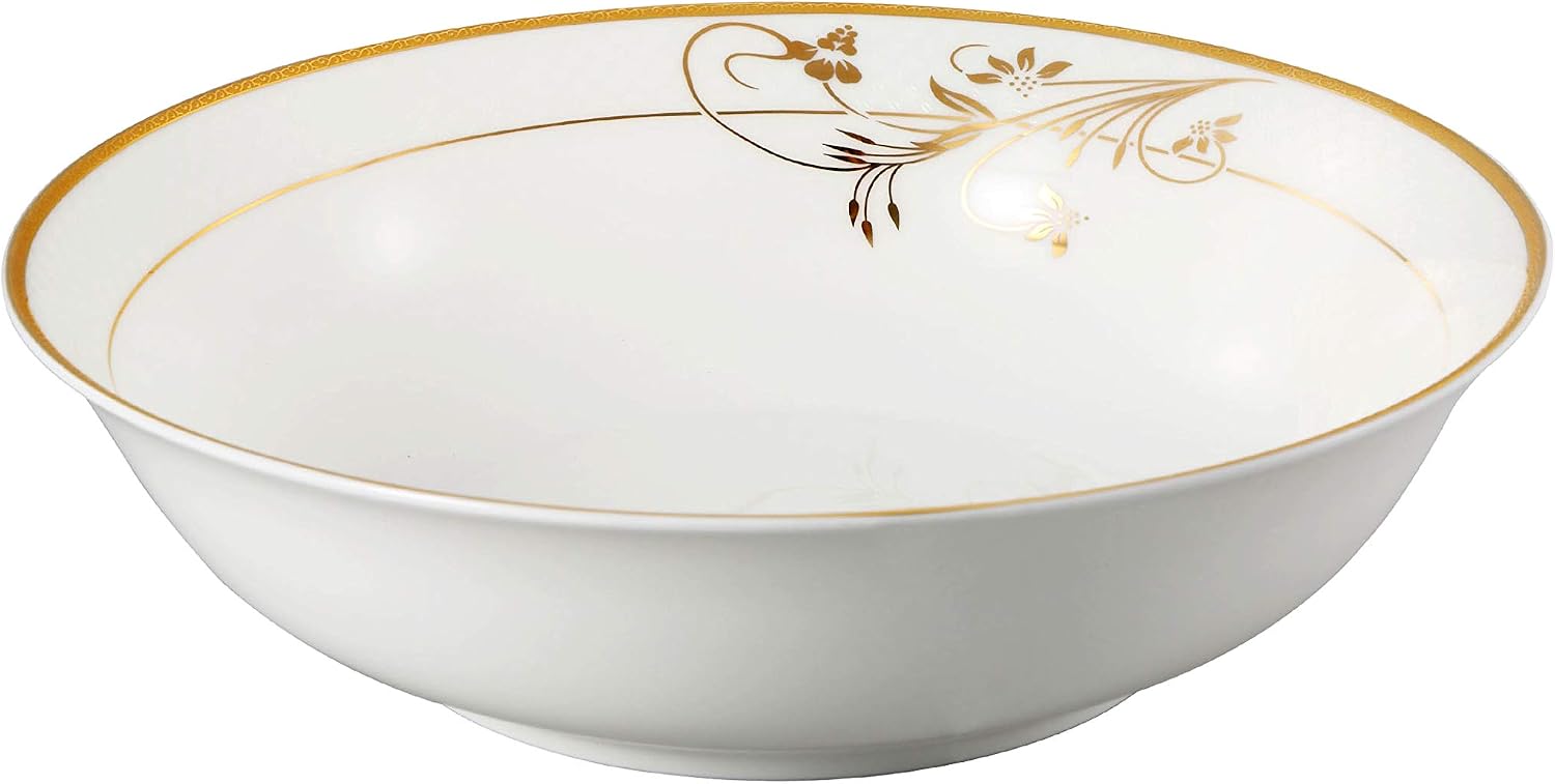 Lorren Home Trends La Luna Bone China 57-Piece 24K Gold Floral Design Dinnerware Set, Service for 8