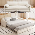 WILLIAMSPACE 66' Queen Pull Out Sofa Bed, 3-in-1 Velvet Convertible Sleeper Sofa Couch with Side Storage, Multi-Functional Loveseat Bed Pull Out Couch for Living Room, Apartment (Beige)
