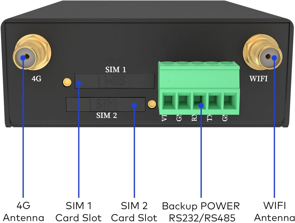 Industrial IoT 4G LTE Cellular Router, LTE CAT4 + WiFi Router, Dual SIM Card Slots, Cloud Management, RS232/RS485 Support, US Full Frequency Band Supported, Support T-Mobile, AT&T & Verizon