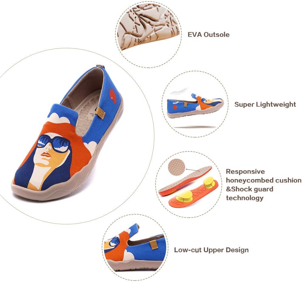UIN Women's Casual Loafers Travel Painted Walking Slip On Lightweight Comfortable Canvas Fashion Sneakers