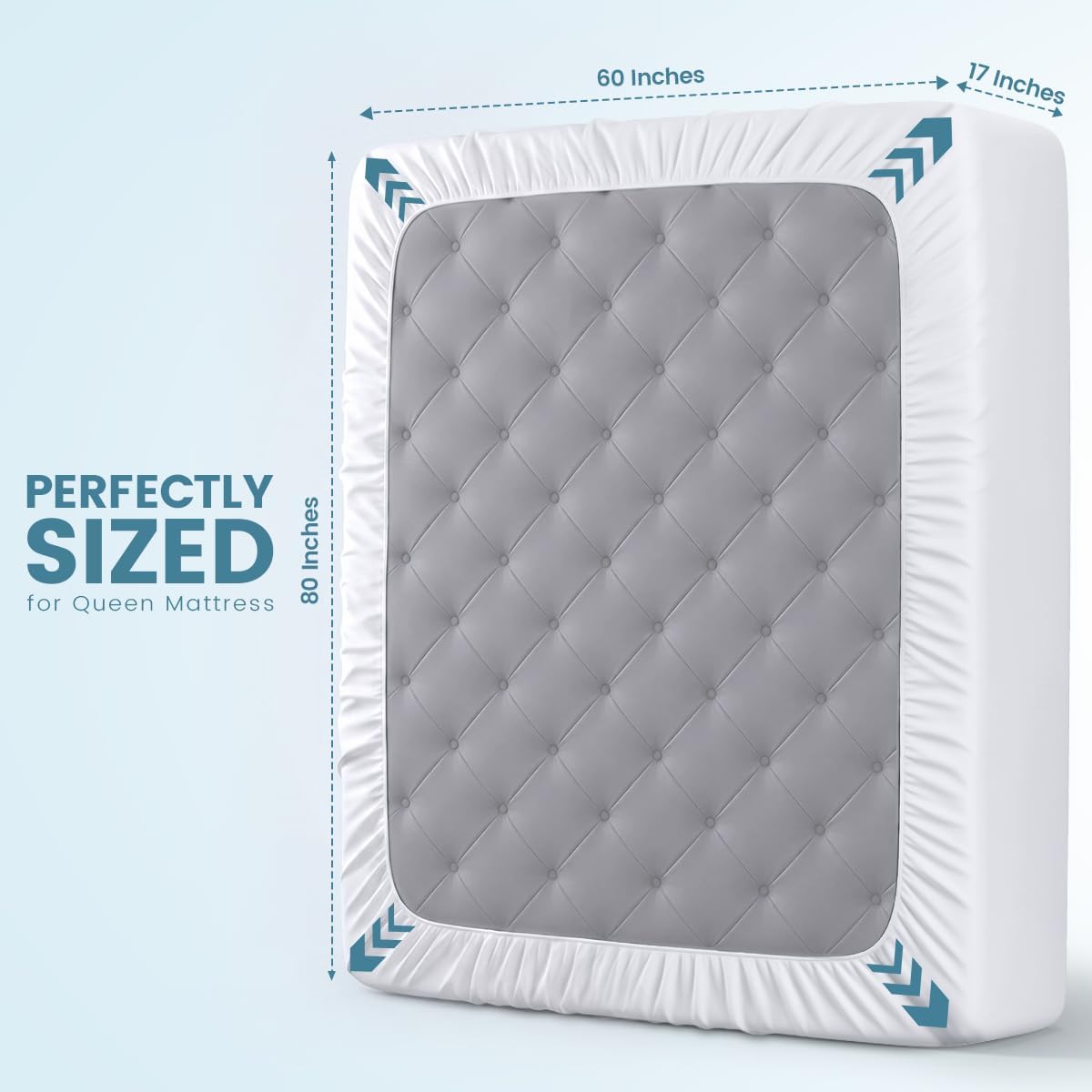 Queen Size Mattress Protector Waterproof 14 Pack, Premium 200 GSM Terry Mattress Cover, Soft & Breathable Bed Cover, Fitted Sheet Style Stretchable Deep Pockets 17' by Utopia Bedding (White)