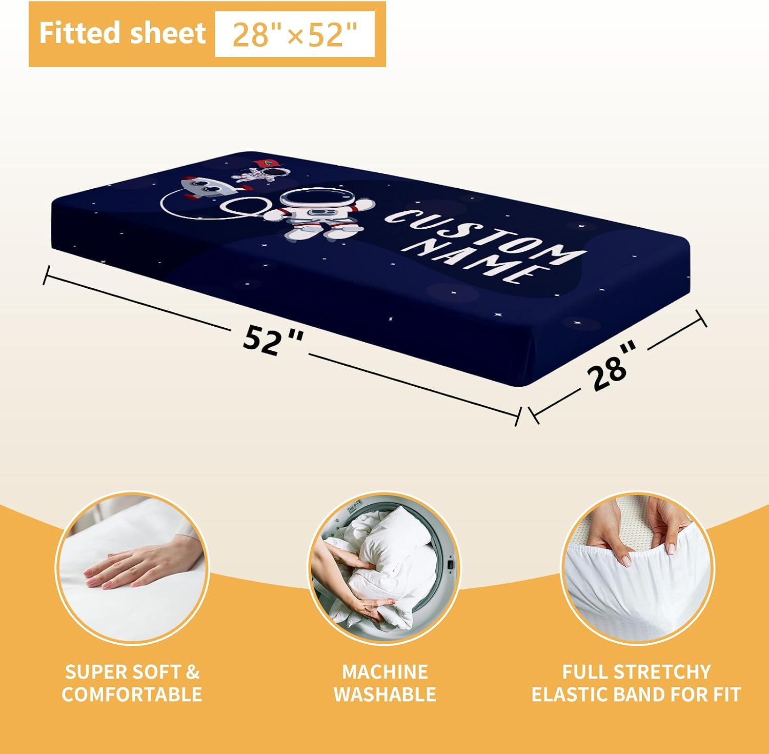 Terwex Personalized Crib Bedding Set, 5 Pcs Custom Nursery Bedding Sets with Name, Infant Bedding Set for Baby Boys, Blue Astronaut Double Layer Baby Crib Set, Babies Toddlers Kids Customized Gifts