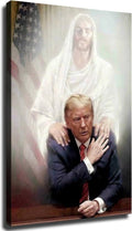 Jesus Christ and Donald Trump Poster Picture Art Print Canvas Wall Home Living Room Decor Classroom Kitchen Bedroom Aesthetics Decoration (24×36inch Framed)