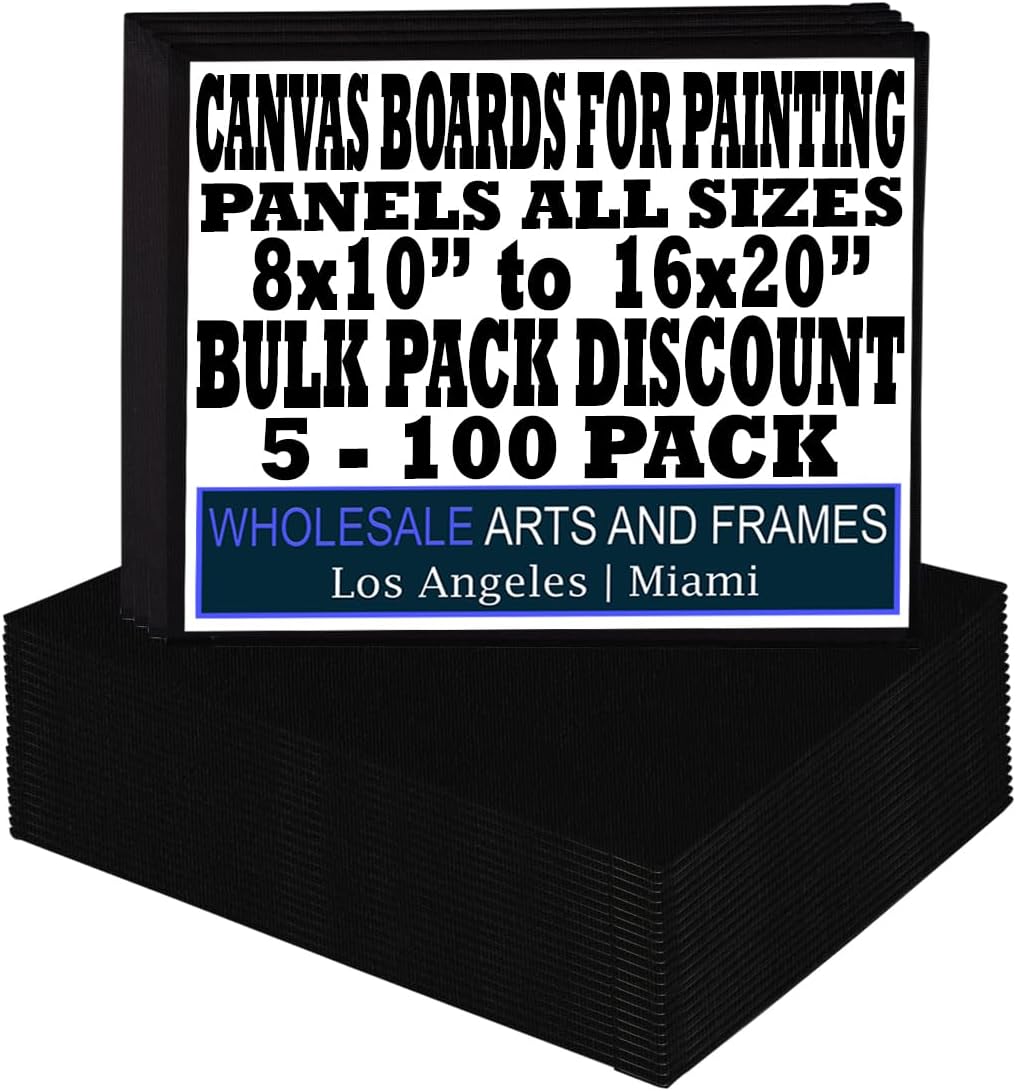 11x14 Black Canvas Boards for Painting Bulk 100 Pack.Paint Canvases for Painting Art.Artist Blank Canvases for Painting 11x14 Canvas Panels.Quality Acid Free Primed Canvas Boards for Acrylic,Oil etc