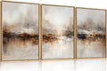 Large Abstract Brown Pastel Framed Canvas Wall Art,Neutral Black Gray Wall Decor,Modern Brush Stroke Painting,Minimalist Textured Artwork for Living Room,Bedroom,Dining Room,Office -24'x36'x3