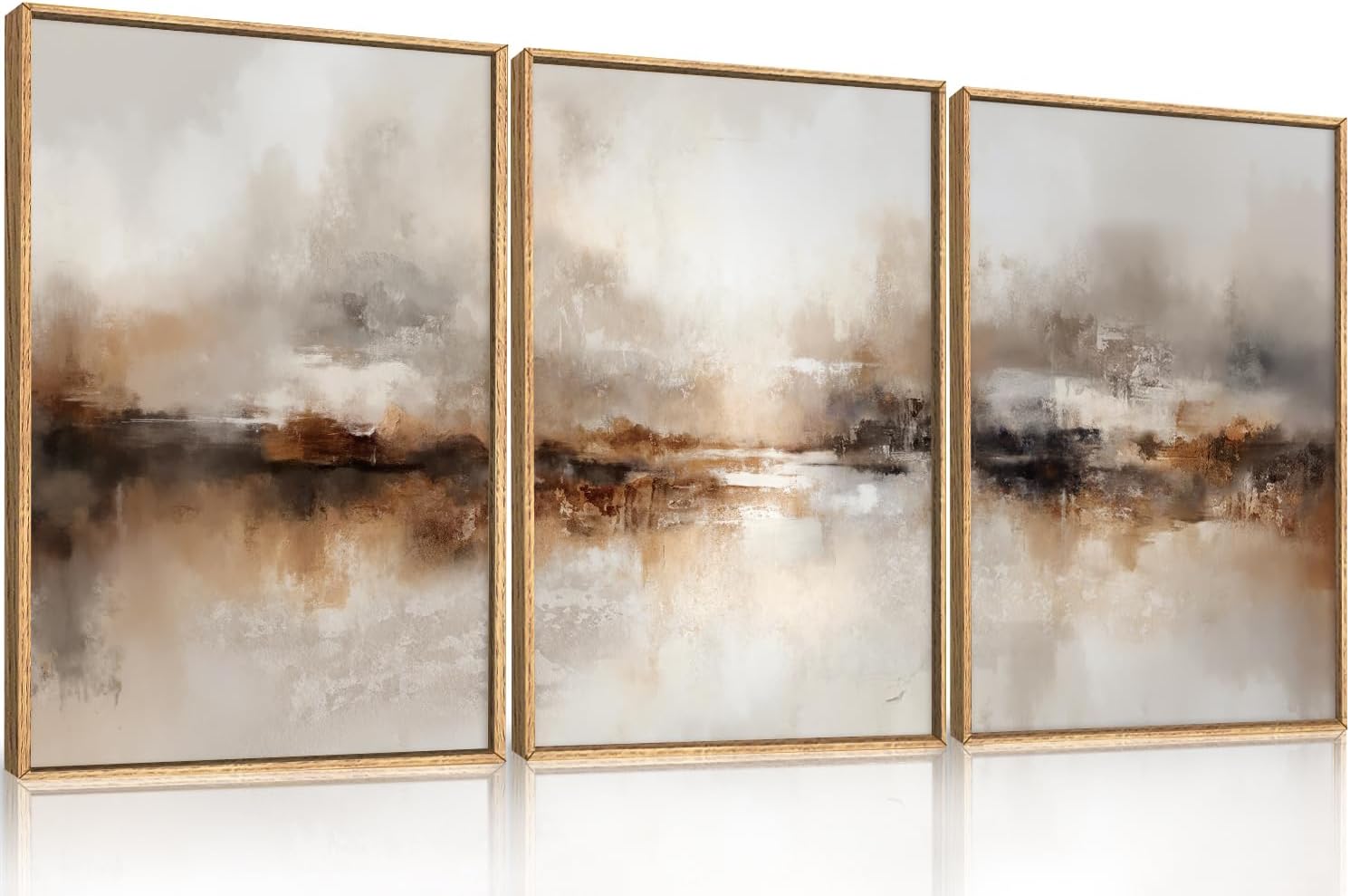 Large Abstract Brown Pastel Framed Canvas Wall Art,Neutral Black Gray Wall Decor,Modern Brush Stroke Painting,Minimalist Textured Artwork for Living Room,Bedroom,Dining Room,Office -24'x36'x3