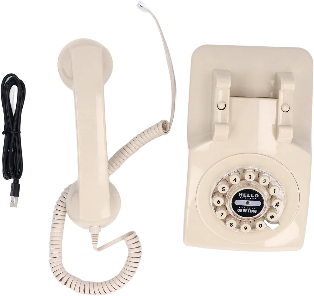 Audio Guestbook Phone, Retro Design Wedding Guest Book for Audio Recording, Voice Guestbook with 120 Hours 8G Capacity, for Special Events Like Parties Birthdays Weddings (Beige)