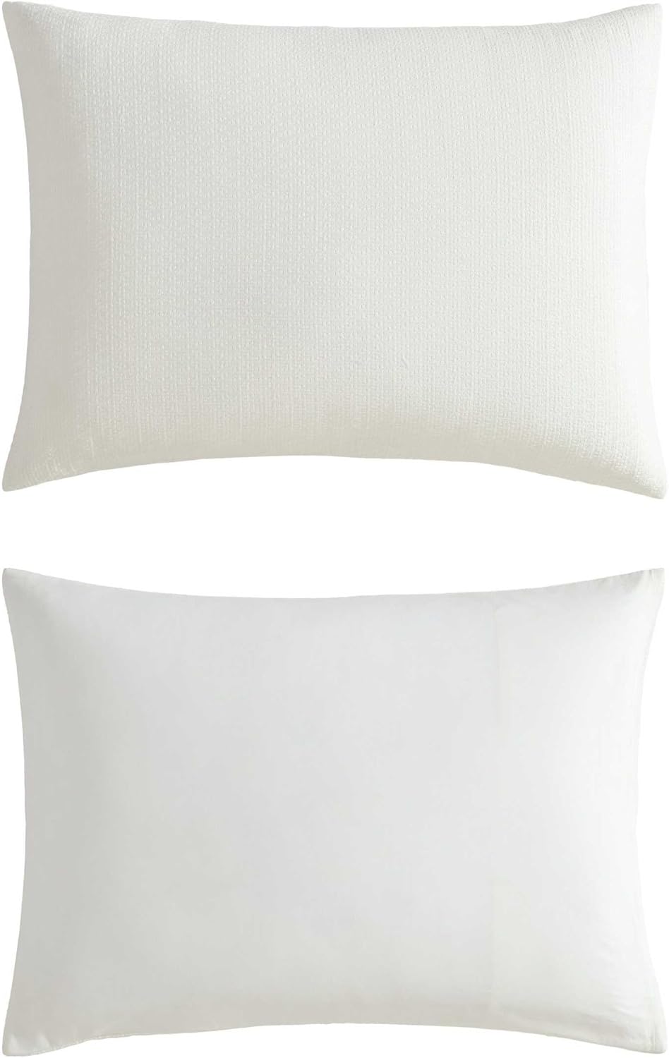 Vera Wang - King Comforter Set, Naturally Soft Cotton Bedding w/Matching Pillowcases, Crisp & Smooth w/a Lightweight Feel, 3 Piece Bed Set (Threaded Basketweave White)