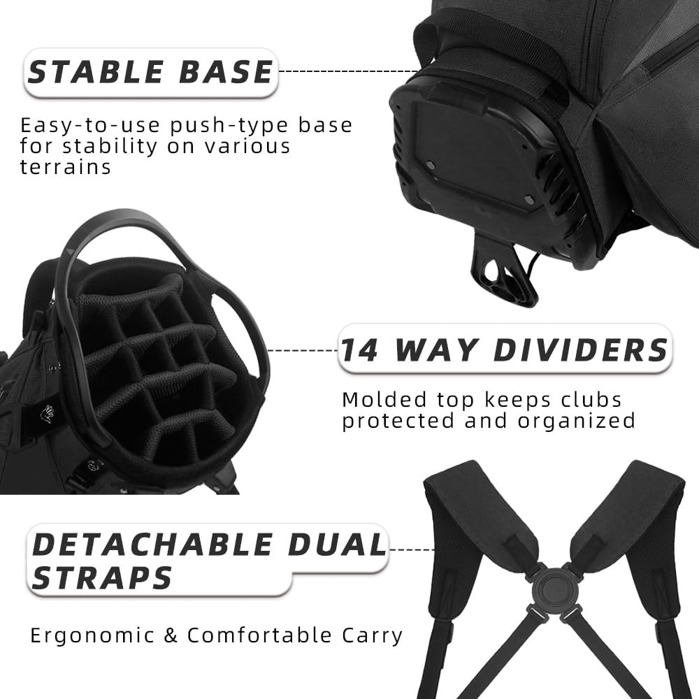 14 Way Golf Stand Bag, Lightweight Golf Bags with Stand for Men and Women