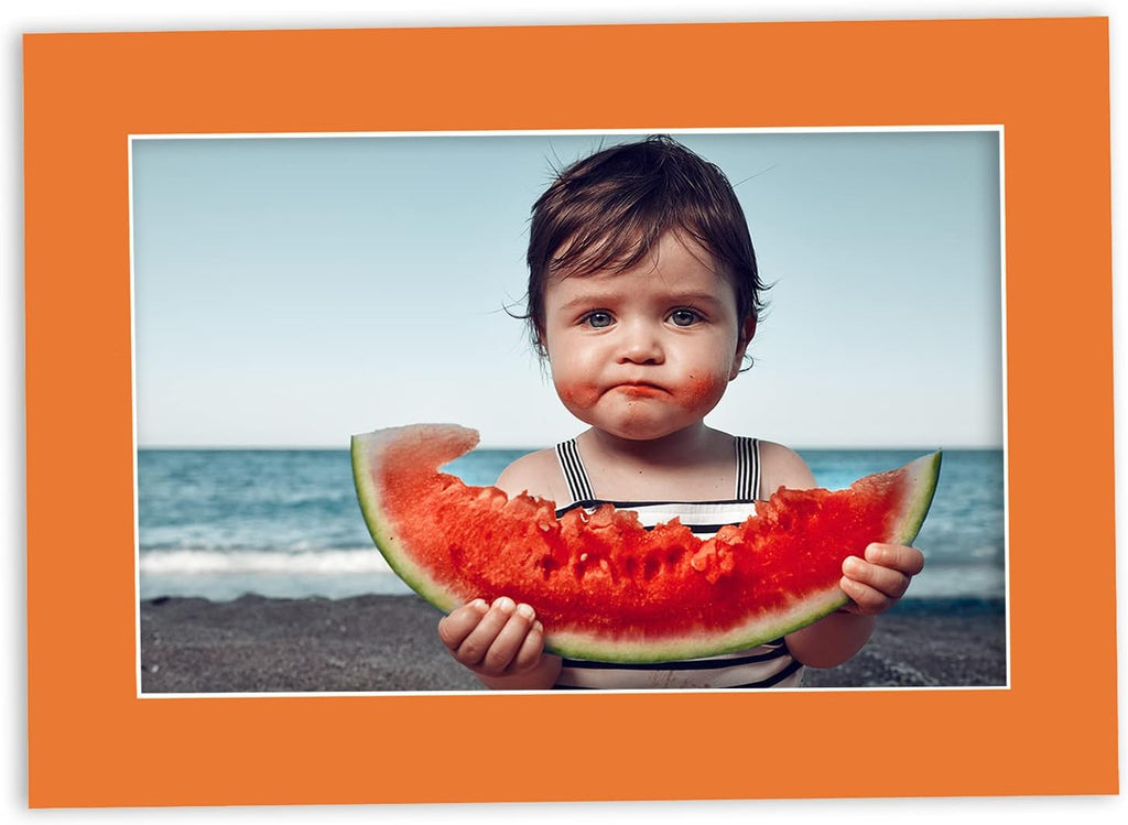 11x14 Mat for 12x18 Frame - Precut Mat Board Acid-Free Orange 11x14 Photo Matte Made to Fit a 12x18 Picture Frame, Premium Matboard for Family Photos, Show Kits, Art, Picture Framing, Pack of 25 Mats