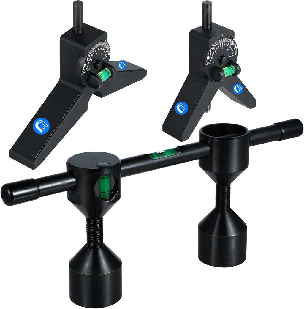 Magnetic Centering Head, Pipefitter Tools Y-Shape w/Adjustable Dial Bubble Protractor, Flange Aligner Will Fit Flanges with Holes From 1/2' to 1-7/16' Diameter Threaded Pipe Flange Leveler Set