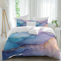 Pink Blue Marble Duvet Cover Set Queen Size 4 Pieces Abstract Marble Stone Texture Modern Style Bedding Set with Zipper Closure, 1 Comforter Cover 90x92 Inches 1 Flat Sheet & 2 Pillow Cases