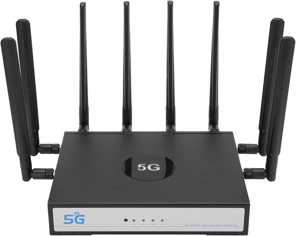 PUSOKEI Dual Band WiFi 6 CPE Router, 5G NR NSA SA CPE Router with Nano SIM Card Slot & WAN/LAN Port, MU MIMO & OFDMA, 4.67Gbps, 5G Cellular with 8 5dBi Antennas (Black)