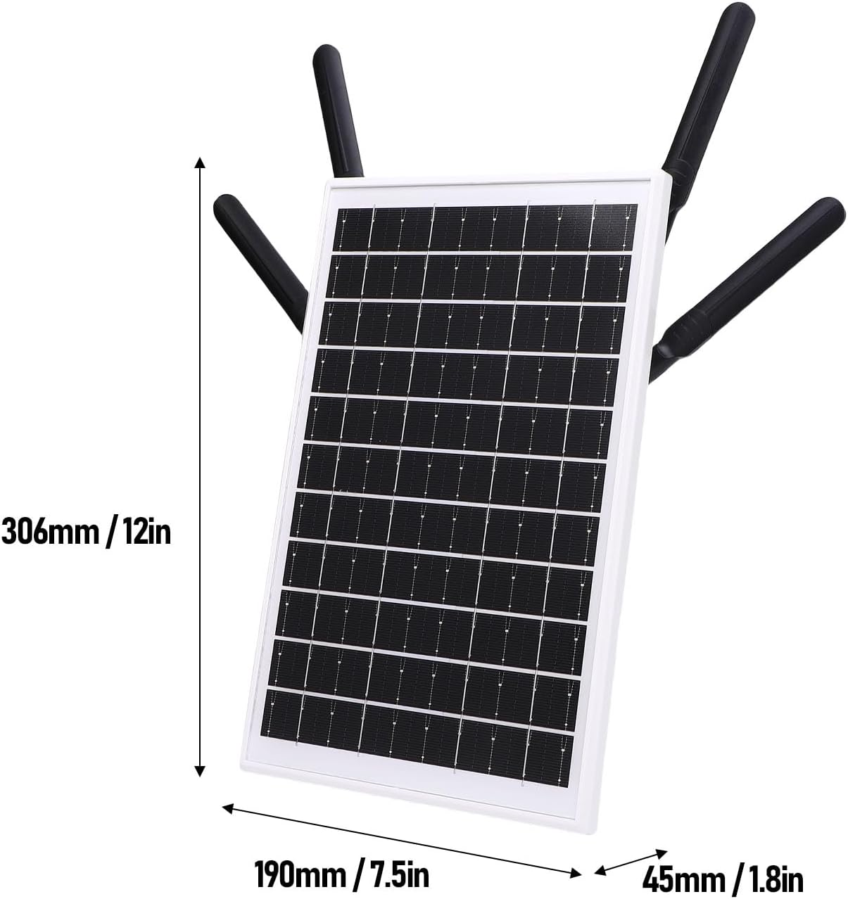 Fdit Outdoor 4G Solar Router, IP66, 12W Solar Panel, 300Mbps Extender with SIM Card Slot for Farms and Construction Sites (Black Antennae)