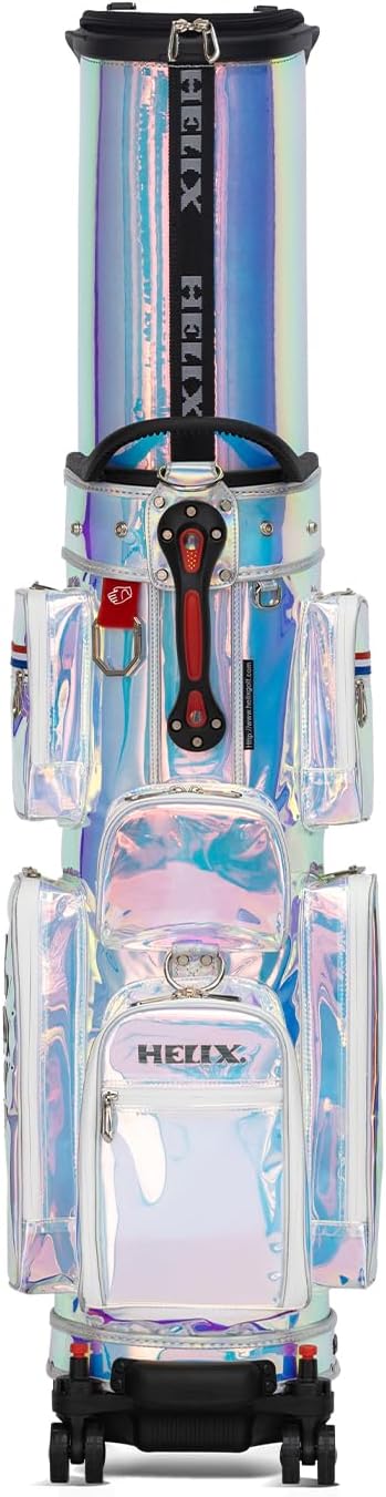 HELIX-Golf Golf Cart Bag, Easy to Carry, Retractable Golf Club Cart Bag with Locking Wheels Chassis and Latest Integrated Handgrip.