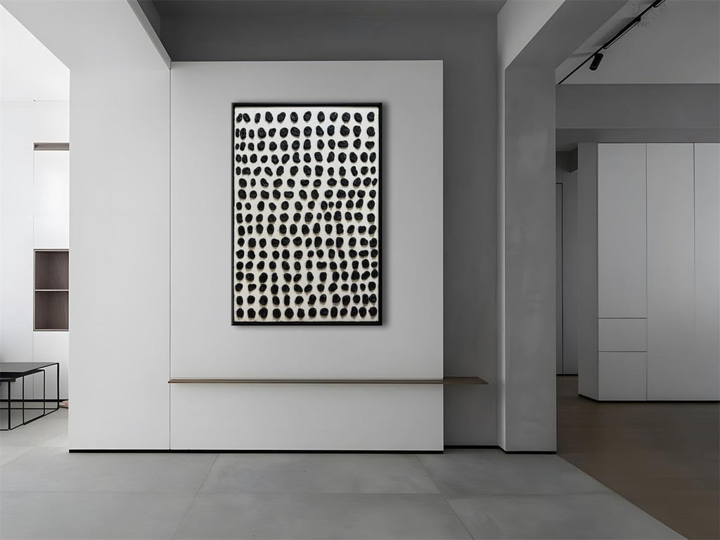 zoinart Hand Painted Black and White Textured Wall Art, 3d Morden Abstract Paintings, Wabi Sabi Wall Art Minimalist Black White Wall Decor