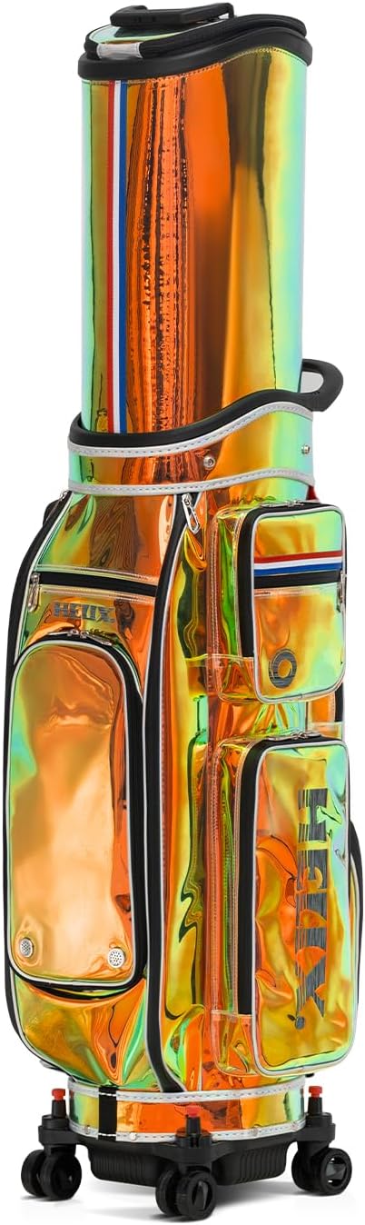 HELIX-Golf Golf Cart Bag, Easy to Carry, Retractable Golf Club Cart Bag with Locking Wheels Chassis and Latest Integrated Handgrip.