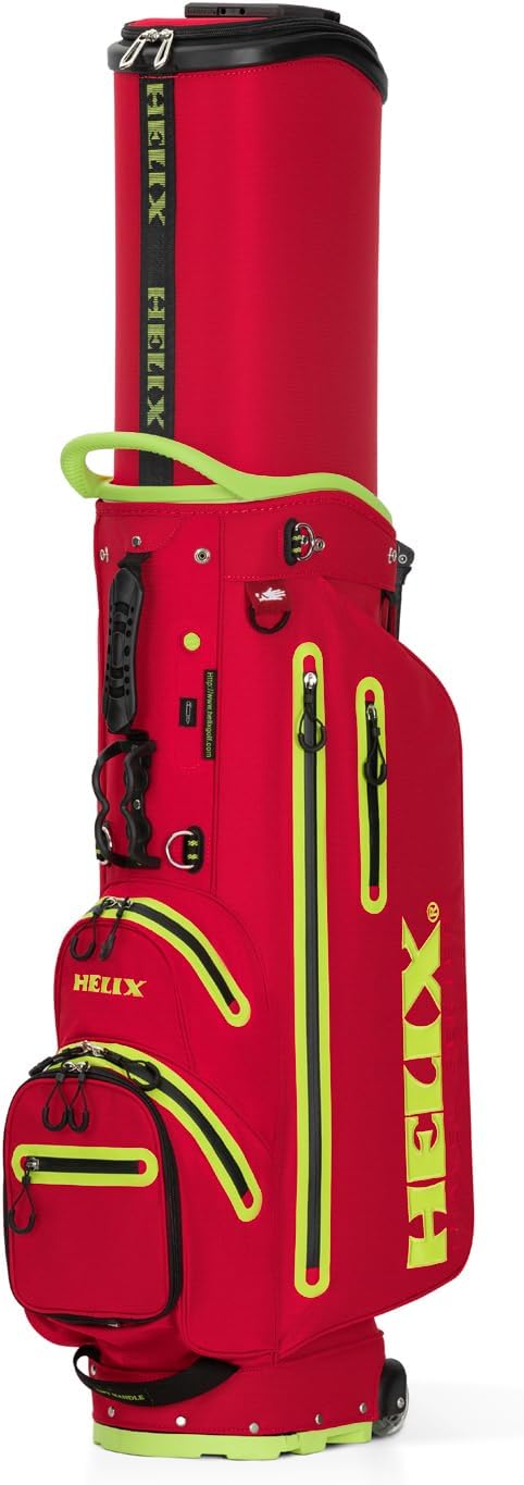 HELIX Golf Stand Bag Retractable, 6 Way Dividers with Backstrap Shoulder Carry Golf Bag, Golf Bag Stand with Wheel for Traveling