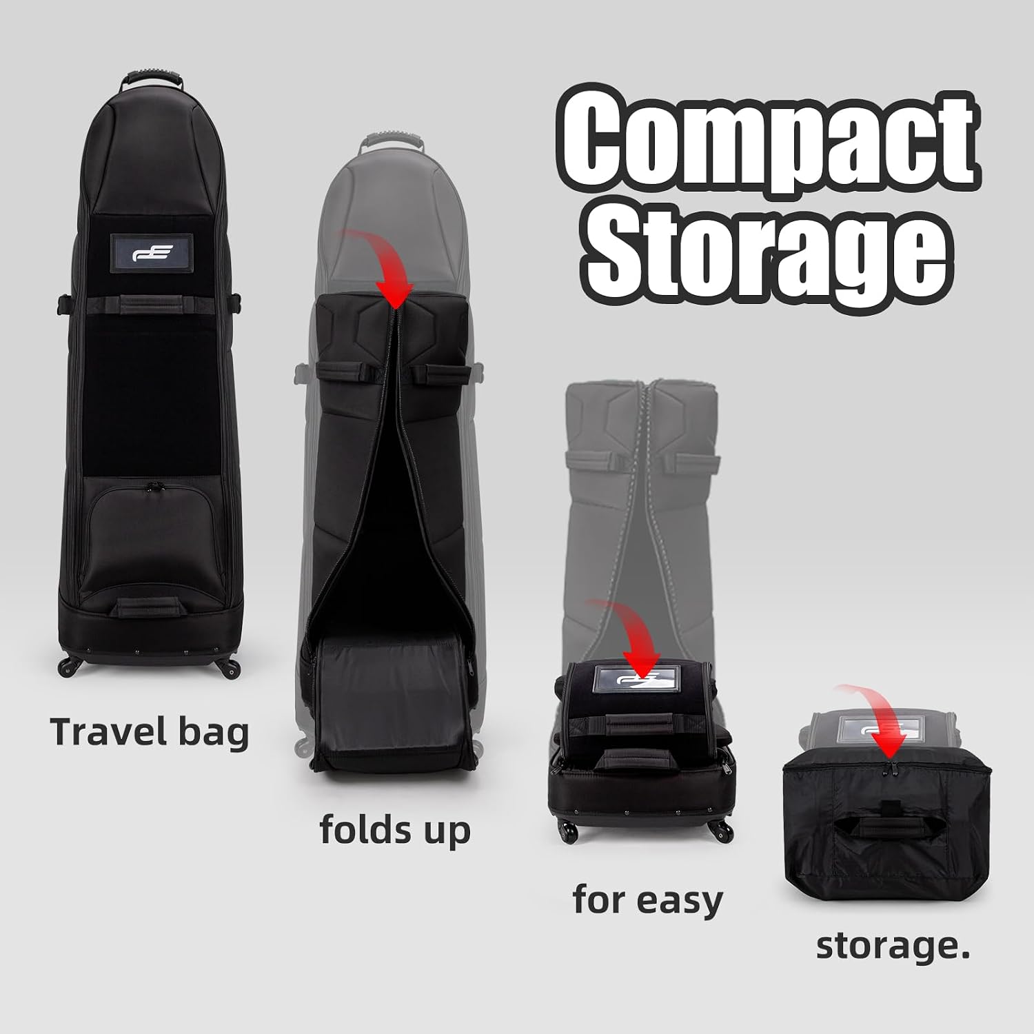 Self Standing Upright All Direction 4 Spinner Swivel Wheel Golf Travel Bag. Soft-Sided Fully Padded Heavy Duty Fabric. Multidirectional Airline Travel Cover Case. Compact Foldable Carry Bag Included.