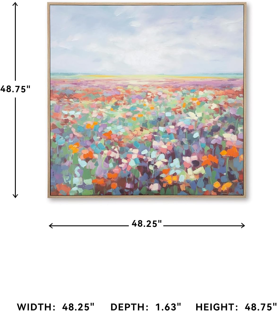 Signature Design by Ashley Sethford Classic Hand Painted Flower Wall Art 48 x 48 Inches, Blue & Orange