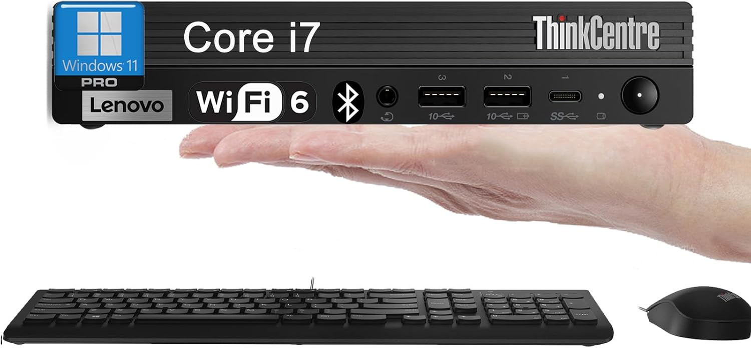 Lenovo ThinkCentre M70q Gen 5 Tiny Business Desktop PC (Intel 20-Core i7-14700T, 16GB DDR5 RAM, 512GB PCIe SSD, UHD Graphics 770) MFF, Mini PC, DisplayPort, Wi-Fi, Ethernet, Bluetooth, Win 11 Pro
