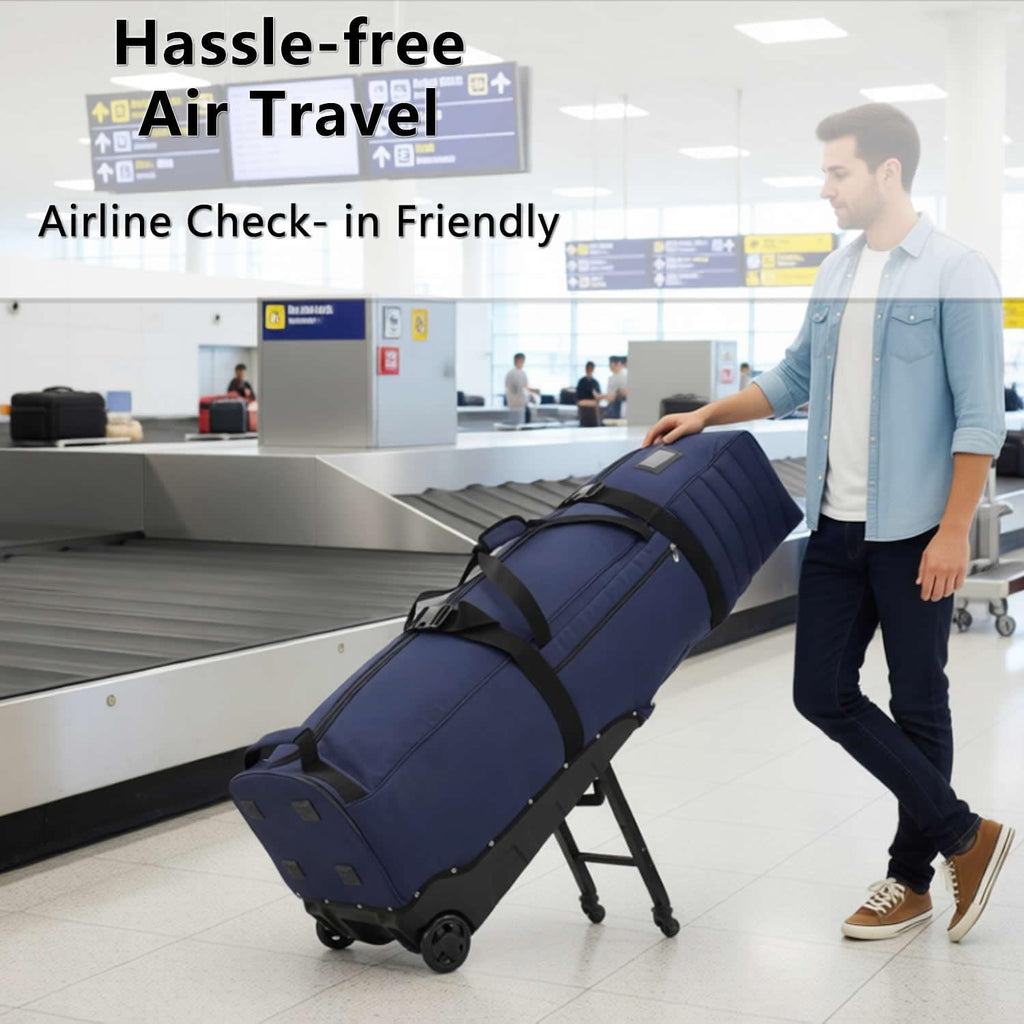Wheeled Golf Travel Bag with Stand, Adjustable 2 or 4 Wheels, Thickened Padded Protection, Rolling Travel Case with Handles, with Password Lock Zipper, for Airlines