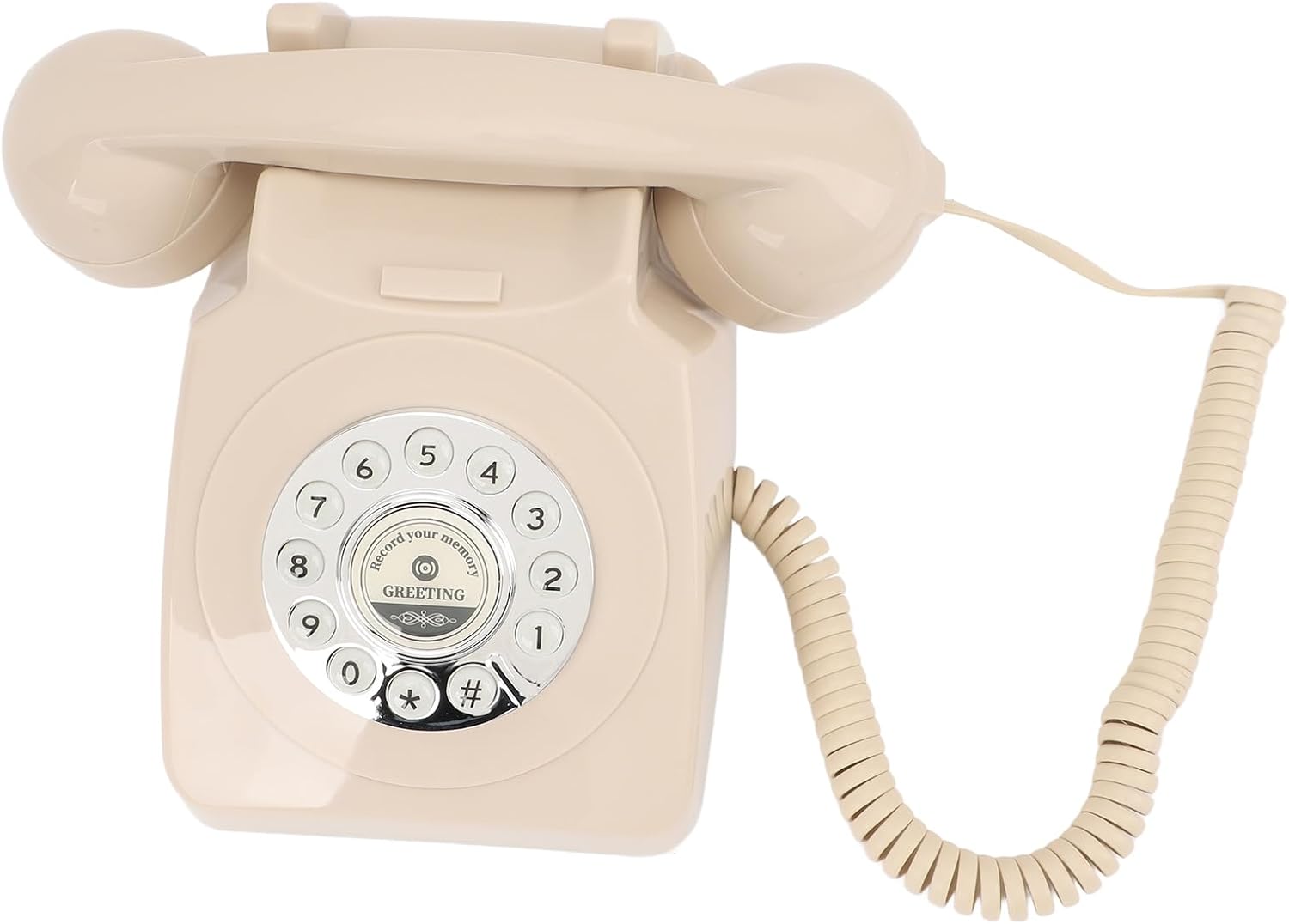 Audio Guest Book Wedding Phone, Clear Sound Convenient Use Audio Message Recording Telephone, Retro Phone Audio GuestBook for Wedding Event Birthday Party (Beige)