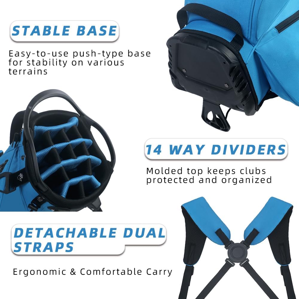 14 Way Golf Stand Bag, Lightweight Golf Bags with Stand for Men and Women