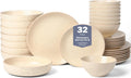 Stone Lain Lauren Modern Stoneware 32-piece Round Dinnerware Set, Plates and Bowls Set, Dish set for 8, Beige