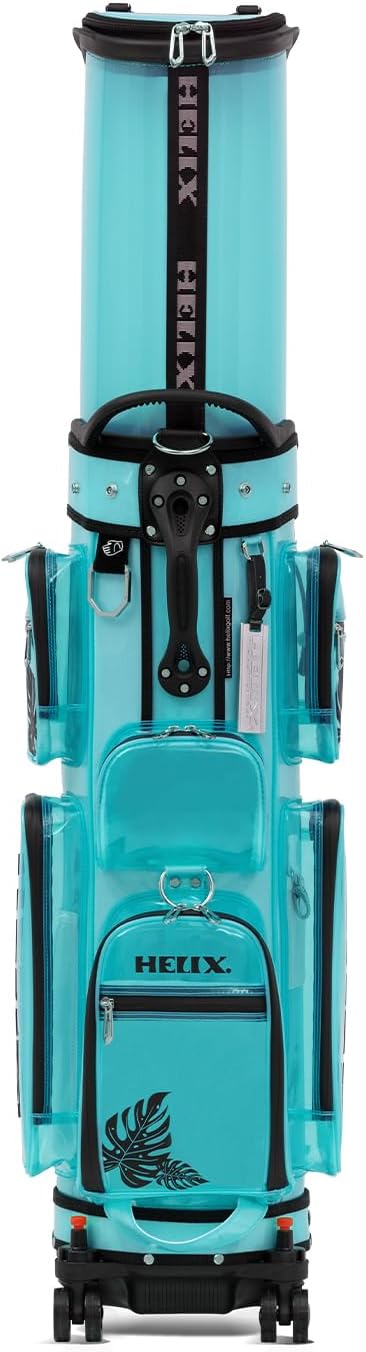 HELIX-Golf Golf Cart Bag, Easy to Carry, Retractable Golf Club Cart Bag with Locking Wheels Chassis and Latest Integrated Handgrip.