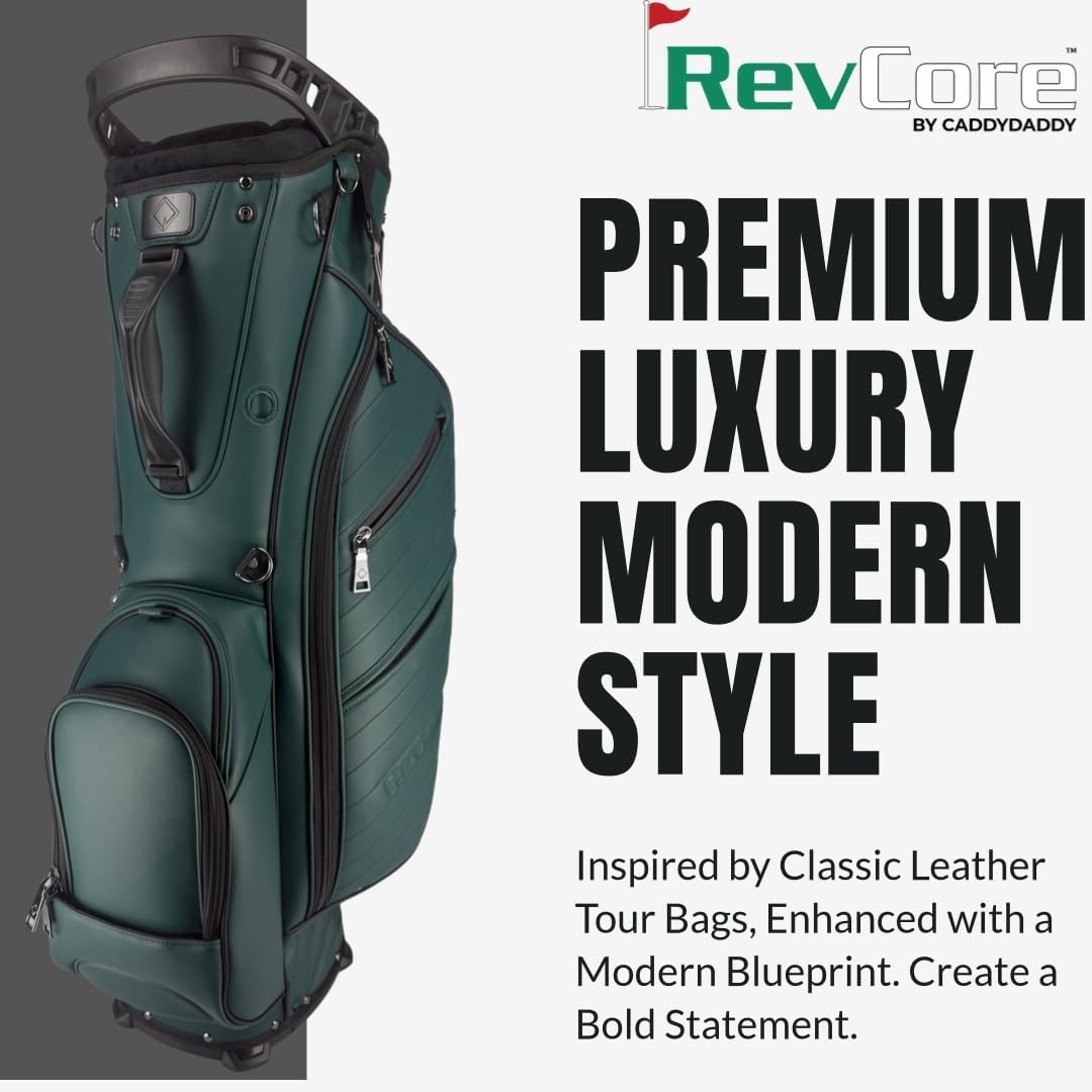 CADDYDADDY Upgraded Hybrid Luxury Golf Stand Bag, Tour Grade Synthetic Leather w/ScratchGuard, 14 Way or 6 Way Dividers, 2 Cooler Pockets, Magnetic Felt-Lined Pocket, Ball and Accessory Pocket