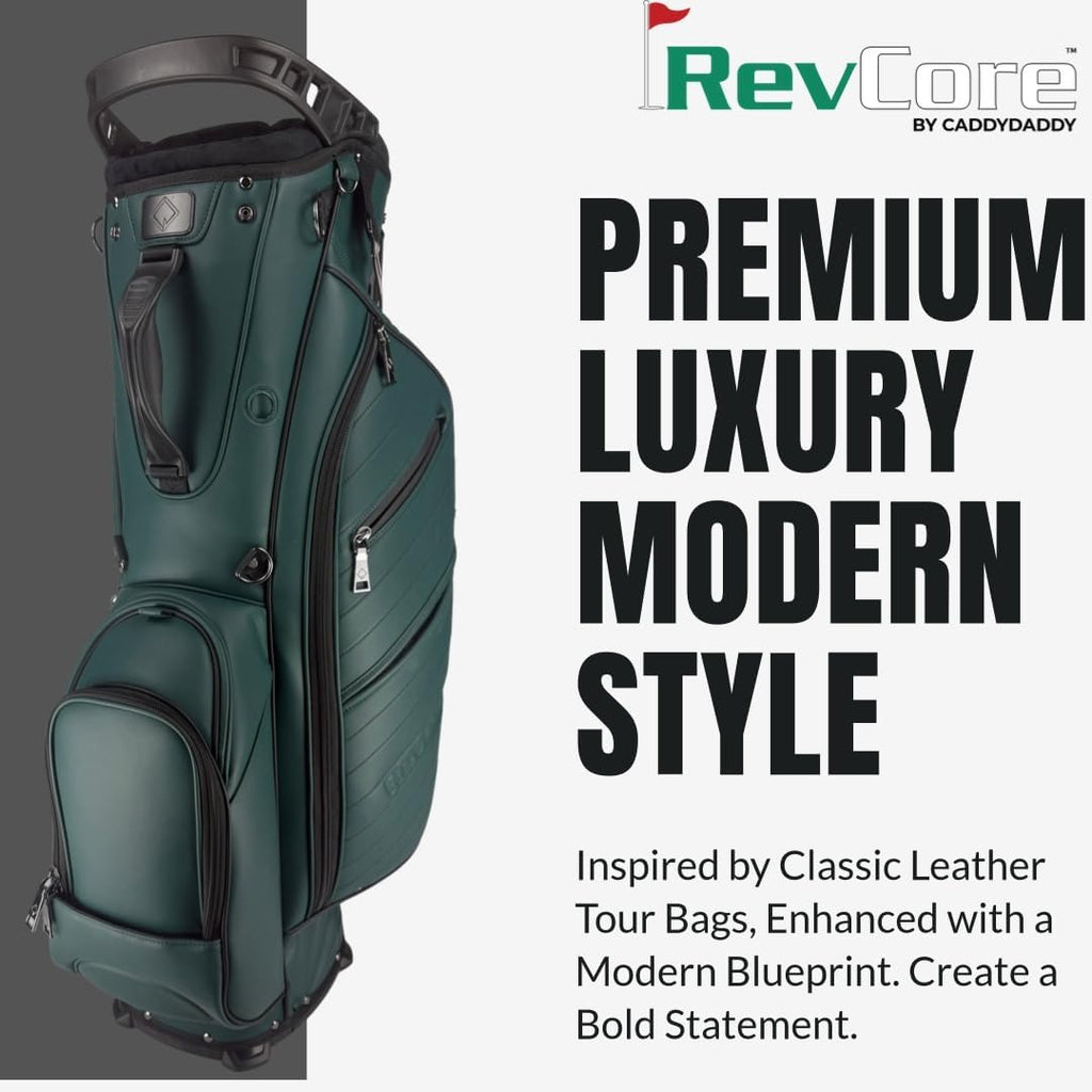 CADDYDADDY Upgraded Hybrid Luxury Golf Stand Bag, Tour Grade Synthetic Leather w/ScratchGuard, 14 Way or 6 Way Dividers, 2 Cooler Pockets, Magnetic Felt-Lined Pocket, Ball and Accessory Pocket