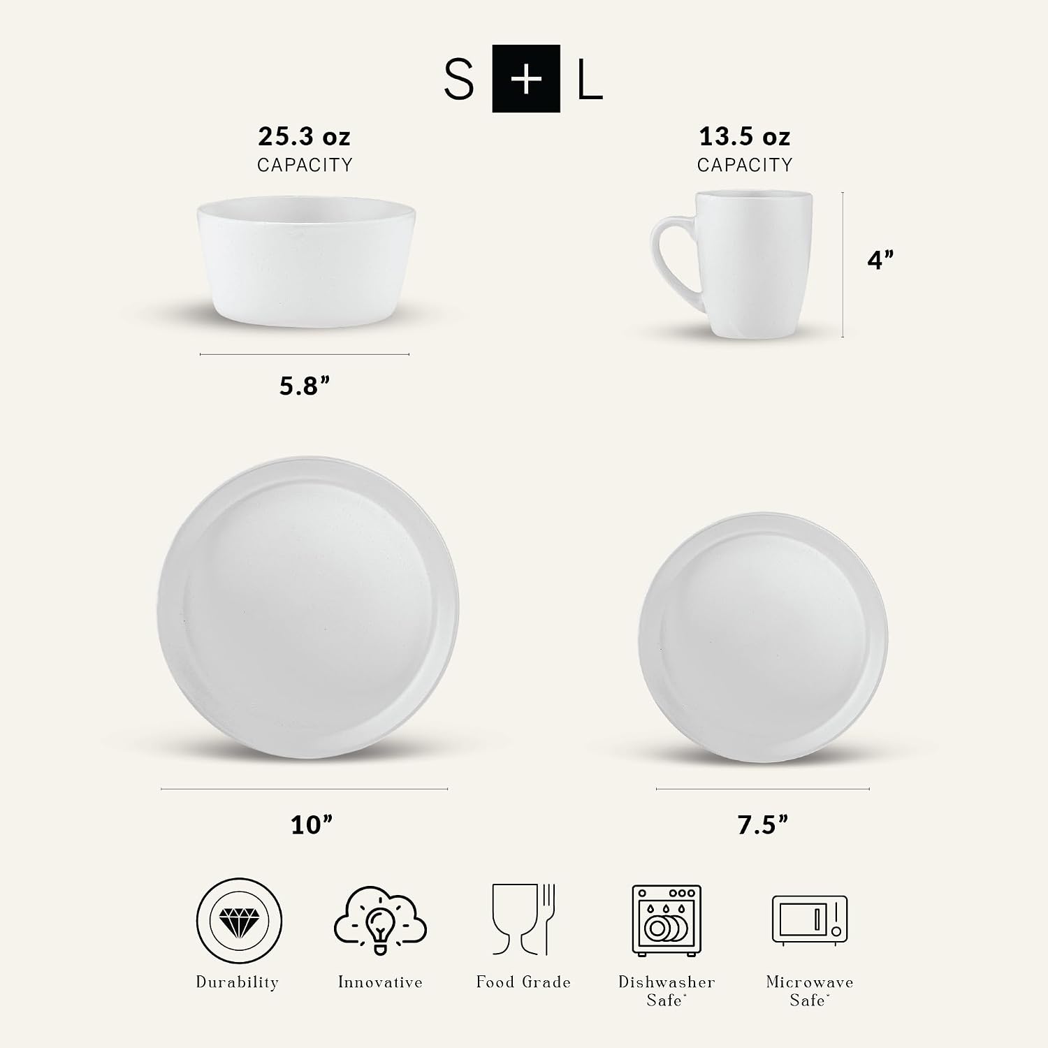 Stone Lain Albie 32-Piece Dinnerware Set Stoneware, White Speckled