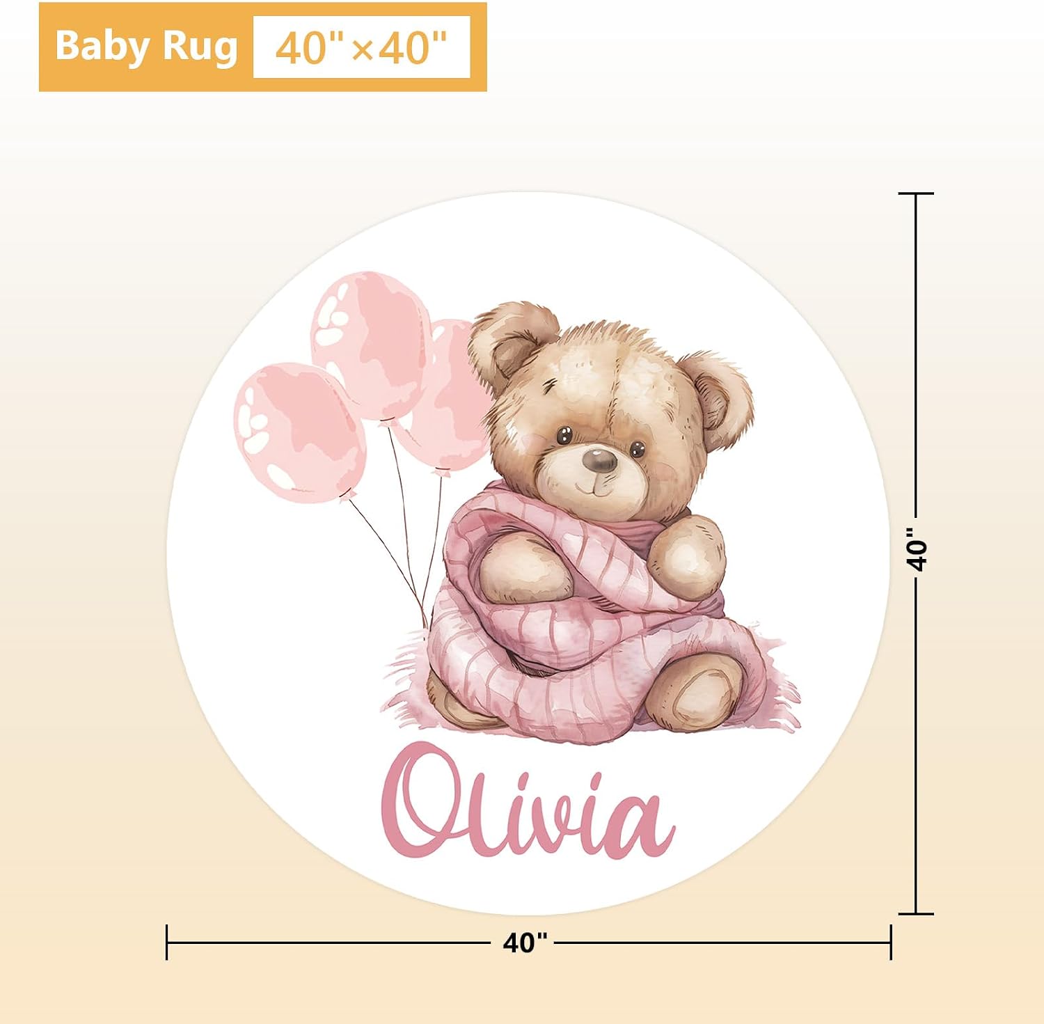Terwex Custom Baby Crib Bedding Set, 5 Pcs Personalized Name Baby Crib Sets for Infant Toddler, Pink Bear Nursery Bedding Set for Girls Boys, Double Layer Flannel Baby Bedding Sets Customized Gifts