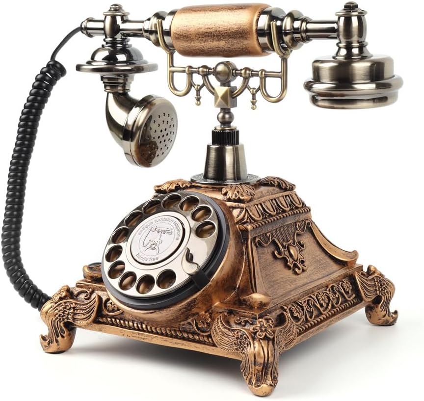 Retro Craftsmanship Audio GuestBook Telephone for Confessional Wedding Birthday Party (Gold Color)