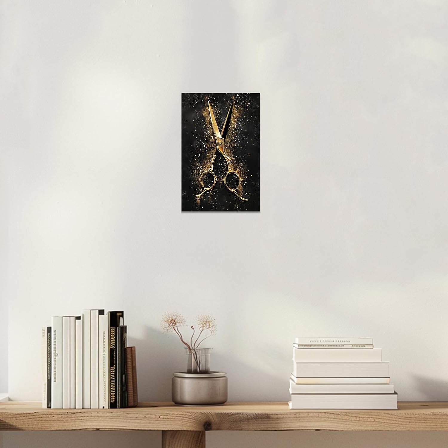 SWQYLB Hair Salon Wall Art Barber Pictures Canvas Black and Gold Wall Decor Haircut Tools Painting Trendy Barbershop Wall Decor Framed Hairdresser Gifts (28.00' x 42.00')