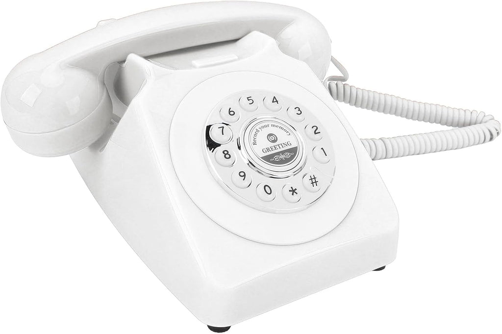 Audio Guest Book Wedding Phone, Clear Sound Convenient Use Audio Message Recording Telephone, Retro Phone Audio GuestBook for Wedding Event Birthday Party (White)