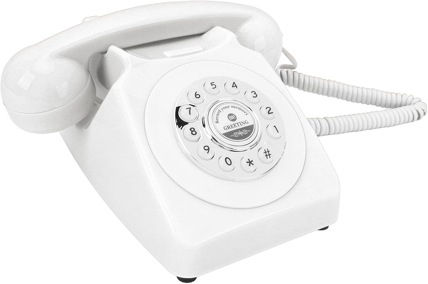 Audio Guest Book Wedding Phone, Clear Sound Convenient Use Audio Message Recording Telephone, Retro Phone Audio GuestBook for Wedding Event Birthday Party (White)