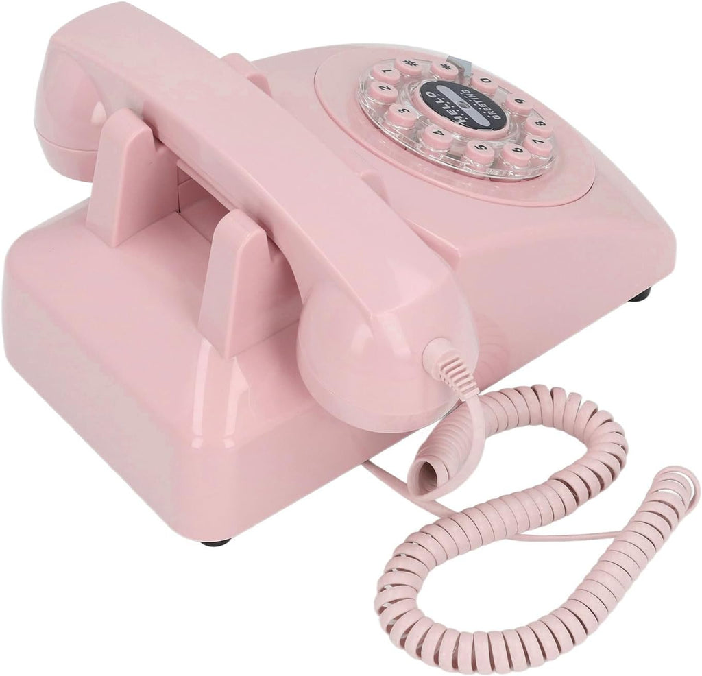 Audio Guestbook Phone, Retro Design Wedding Guest Book for Audio Recording, Voice Guestbook with 120 Hours 8G Capacity, for Special Events Like Parties Birthdays Weddings (Pink)